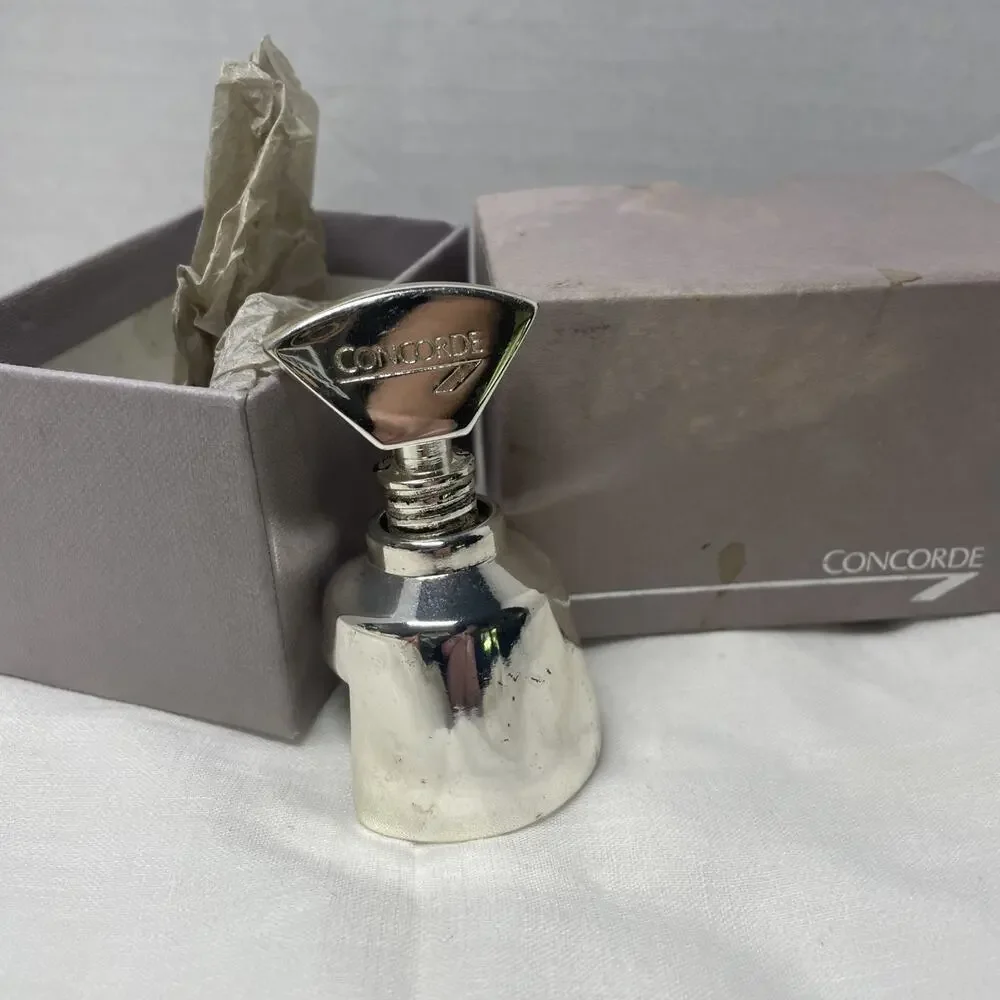 British Airways CONCORDE Airplane Silver Plated Champange Bottle Stopper In Box